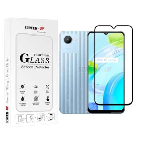 Image of ScreenUp Tempered Glass For Realme C30 - Ultra Clear, 9H Scratch Resistant, Full Coverage, Easy Install Screen Protector