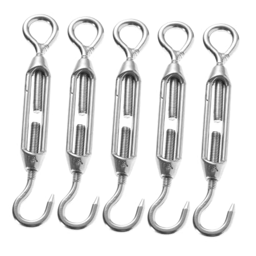 OUNONA 5pcs Turnbuckles Gancho: Tensor de Acero Inoxidable de Alta Resistencia para Cable, Ajuste Preciso para Tensión y Uso en Toldos, Cercas y Tiendas M5 miniatura 1
