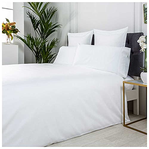 COTTON ARTean Funda nórdica de Saten Algodon Egipcio DE 300 Hilos Blanco Cama de 150 x 190/200....