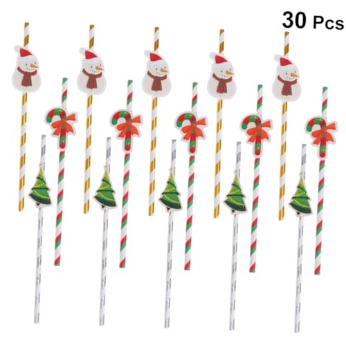 Baluue set de 30 pitillos de papel navideños desechables miniatura 6