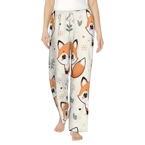 Pantalon pyjama polaire Kawaii Fox femme contre le froid nocturne