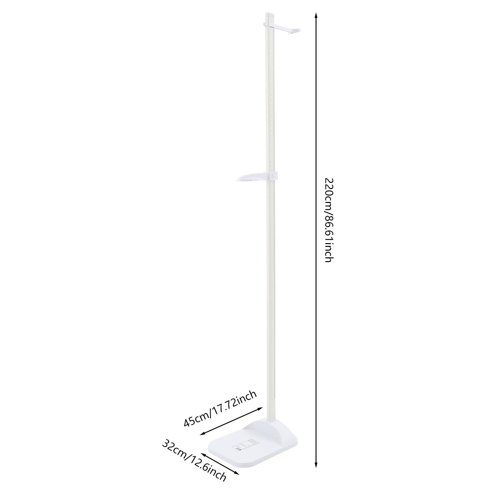 Stadiometro portatile 20–210 cm con display a doppia scala, altimetro digitale, barra di misurazione dell'altezza rimovibile, ideale per casa, scuola e ospedale