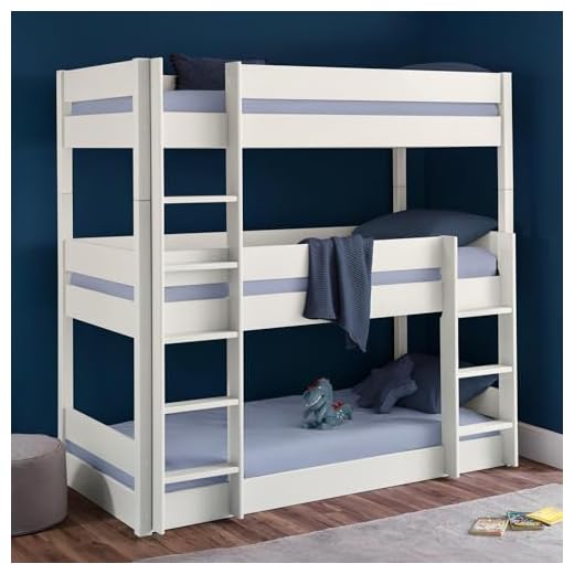 Julian Bowen Surf White Wood Trio Bunk Bed, Single