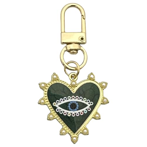 Evenchae Evil Eye Heart Keychain Clip, Drawstring Bag, 2.5 in