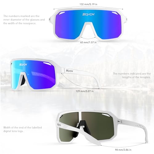SCVCN Cycling Glasses Sports Sunglasses Women Men Bicycle MTB UV400 Protection Running Mountain Bike Baseball Biking Goggles Riding BMX Fishing Running Riding Golf Driving Softball 506 - Image 3