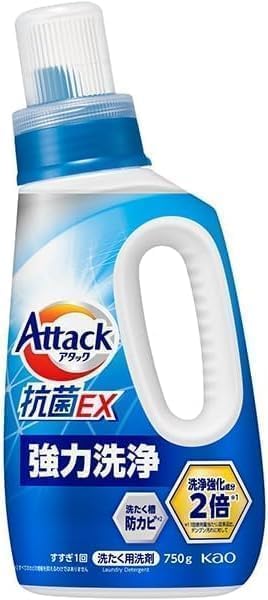 Amazon | アタック抗菌EX 洗濯用洗剤 1個 (本体ボトル. 750g) | ノー