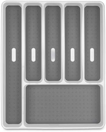 FiNeWaY 6 Compartment Cutlery Tray Kitchen Drawer Organiser Utensils Spoon Fork Holder Plastic Storage Rack Kitchen Tableware Tray
