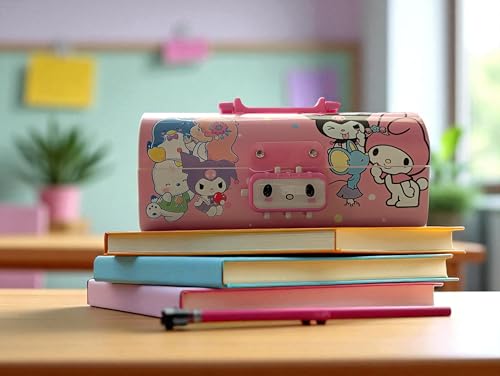 Image of Invite Kuromi Pencil Case Suitcase Style Password Lock Pencil Case, Multi-Layer Pencil Box for Kids, Boys, Girls, Stationary Organizer Box, Birthday Return Gift for Kids(Cute Kuromi-Pink Color)