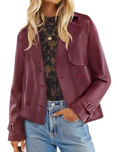 ZESICA Women's Button Faux Leather Jackets Oversized Fall Fashion Motorcycle Coats Outwear 2025 Winter Trendy Clothes