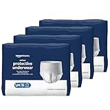 Amazon Basics Unisex Protective Overnight Incontinence Underwear with Odor Protection, Small/Medium, 64 Count (4 Packs of 16)