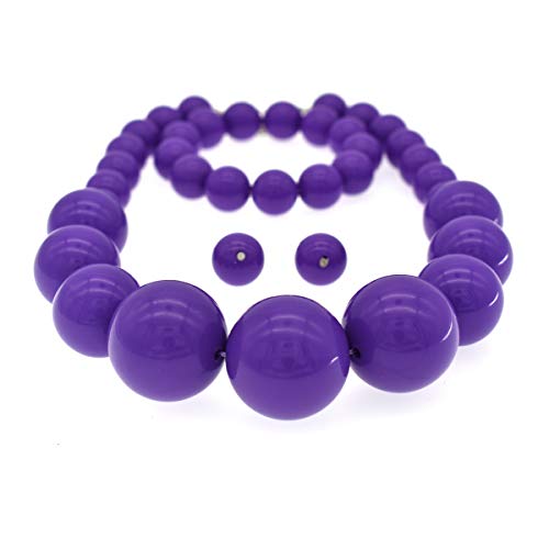 Jnf Chunky Pearl Choker Necklace Large Pearl Statement Necklace Trending Choker Pearl Wedding Jewelry For Brides Boho Pearl Jewelry Set (Purple Necklace) #TOP4