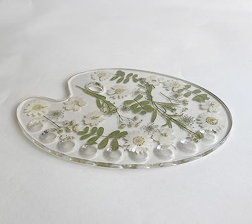 RISEON Epoxy Dried Flower Painting Palettes, Artists Colorful Botanical Paint Tray Pad Holder Pressed Flower Makeup Palettes for Mixing Colors,Oil, Watercolor & Acrylic Paints Art Tools by YISSEN - Image 5