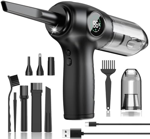 مكنسة كهربائية محمولة 2 في 1 ومنفضة هواء مضغوط، مكنسة كهربائية لا...