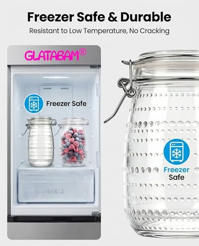 Image of 32 OZ Glass Mason Jars with Airtight Clip-Top Lids 6 Pack, Wide Mouth Reusable Glass Storage Jars for Kitchen Pantry, Pickling, Jam, Coffee Beans & Meal Prep (32 oz)