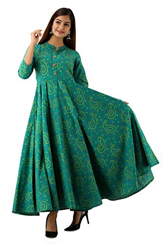 Image of Glam Roots Women's Pure Cotton Printed Anarkali Kurta