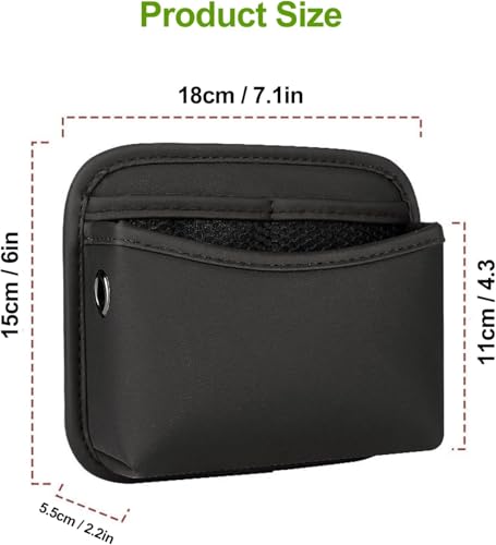 Cartisen Car Seat Side Pocket Organizer - PU Leather Auto Door Console Mini Storage Bag for Keys, Phone, Sunglasses, Registration, and Documents (Black) by Cartisen - Used condition - Image 3