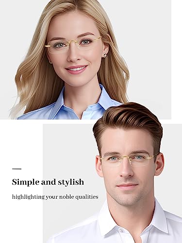 Luff Frameless Reading Glasses For Women Men,Rimless Readers Blue Light Metal Classic Computer Eyeglasses Anti Eyestrain thumb #4
