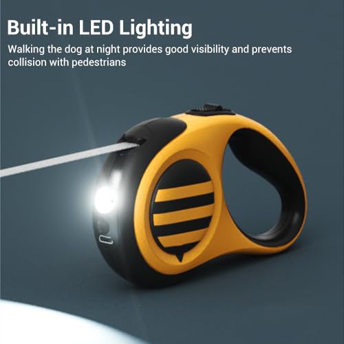 Hundeleine Ausziehbar, 5m/16ft Rollleine Hunde mit LED Licht, Einziehbar Ausziehleine mit Sicheres Bremssystem für Kleine und Mittelgroße Hunde bis 20kg