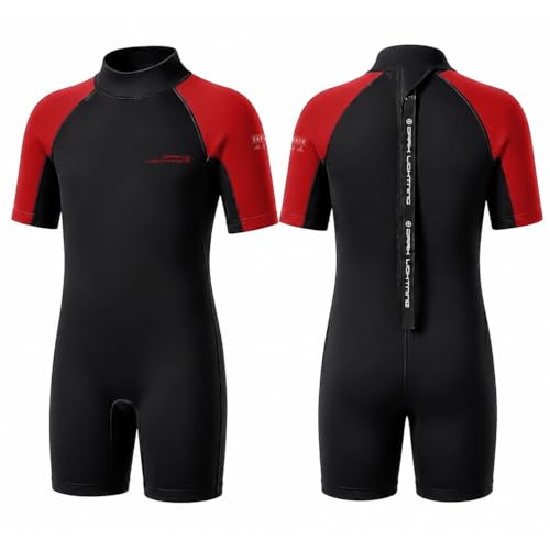 Kids Short Sleeve Wetsuit for Boys Girls 3/2mm Neoprene Spring Suit Toddler Youth Thermal Swimsuit for Swimming Surfing Snorkeling Beach and Pool