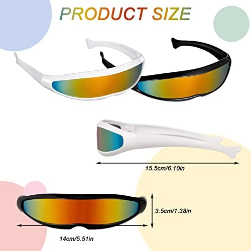 Bestomrogh Futuristic Sunglasses, 3Pcs Futuristic Narrow Cyclops Sunglasses Fancy Dress Costume Props, Robot Sunglasses, Mirrored Len Sunglasses for Party Cosplay Costume Eyeglasses