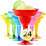 Stock Your Home Multicolor Plastic Margarita Glasses Disposable (Set of 24) Decorations for Cinco de Mayo Parties, Colorful Cocktail Cups for Tropical Party Supplies - Large 12 oz Hurricane Glasses