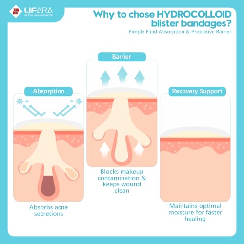 Image of LIFARA Hydrocolloid Wound Dressing 2 inch x 2 inch, 2X Fast Moist Healing, Adhesive Waterproof Bandages for Bedsore, Burn, Blister, Acne Care, Sterile and Waterproof, Home First Aid Kit Essential, 10 Pack