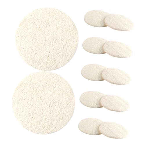 Gogogmee 12pcs Natural Loofah Facial Scrubbers Gentle Exfoliating Sponges for Deep Cleansing and Makeup Removal Reusable Face Pads for Sensitive Skin and Travel