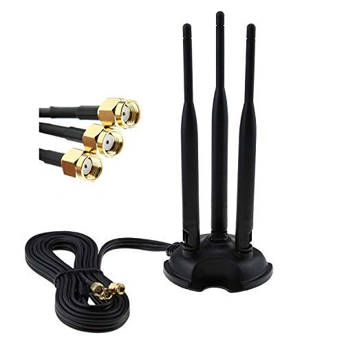 Techtoo Wifi Antenna Dual Band 2.4Ghz - 5.8Ghz With Rp-Sma Connector Treble Antenna Magnetic Base For Wireless Network Router - Usb Adapter - Pci Pcie Cards - Signal Booster - Wireless Range Extender #TOP1