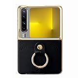 Genuine Leather Case for Huawei Pura X, Ultrathin Electroplated Case Light Luxury Business Shockproof Cover,Black,Pura X