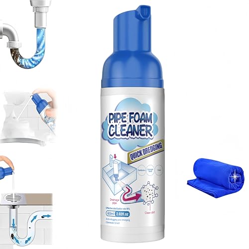 Schiuma detergente per tubi, sturalavandini con tubo, formula sicura e delicata, schiumogeno per lavandini, WC, cucina e lavabo, azione rapida ed efficace, 60 ml (1Pezzo)