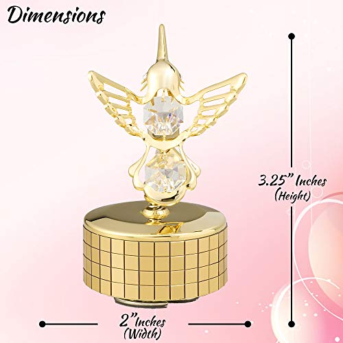 Matashi 24K Gold Plated Music Box Plays - Swan Lake With Crystal Studded Hummingbird Figurine Best Gift For Valentine's Day, Birthday, Mother's Day, Anniversary, Christmas, Thanks Giving, New Year #TOP2