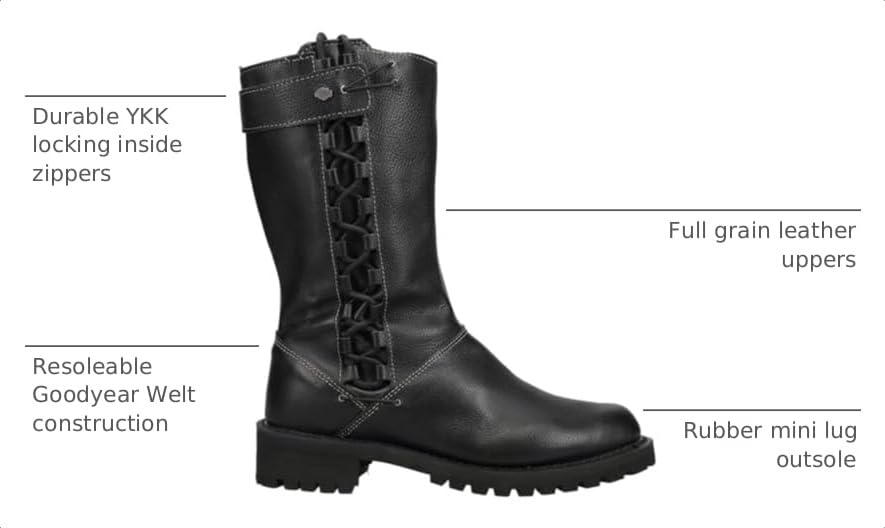 Image of Harley-Davidson FOOTWEAR Womens Melia Riding Casual Boots Mid Calf