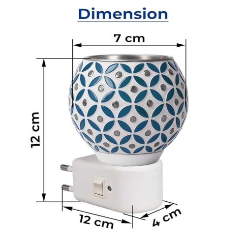 Image of Glass Kapoor Dani Electrical Camphor for Home /Camphor Diffuser Burner /Kapurdani Night Lamp /Multi Functional Essential Oil for Puja Essentials /Kapur Dani with On /Off Switch for Heating