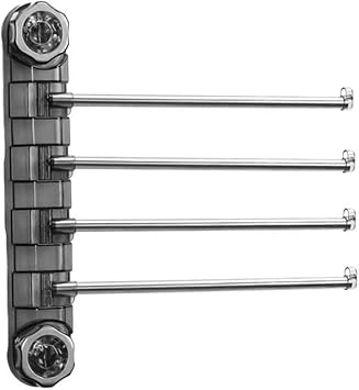 Cute Adjustable Suction Cup Towel Rack, Space Saving Swivel Towel Holder, 4 Arm Rotation Towel Bar Rack, No Drill Shower Suction Towel Organizer for Bathroom Gray
