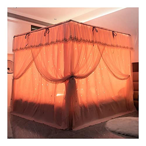 Bed Canopy Blackout Bed Canopy for 1.5m/5ft, Luxury Bed Curtain - Windproof & Dustproof, Mosquito Net - All Seasons (Color : Orange, Size : 1.5x2x2m)