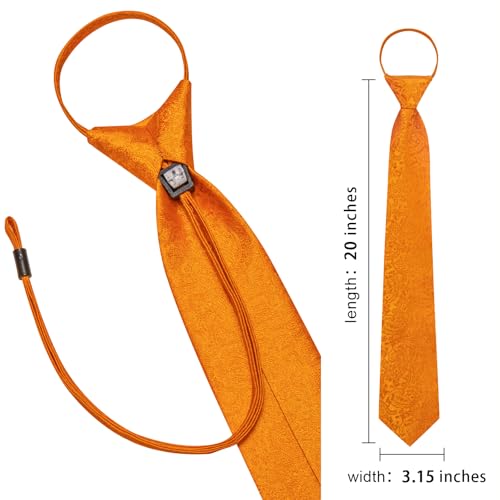 Image of Hi-Tie Zipper Ties for Men Pre-tied Tie Set Lapel Pin Pocket Square and Cufflinks Formal Business Wedding Adjustable Necktie