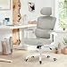 Farini Ergonomischer Schreibtischstuhl Höhenverstellbar mit Kopfstütze Stuhl, Home Office Stuhl Computer Stühle Chefsessel mit Armlehne mit Rollen, Weiß