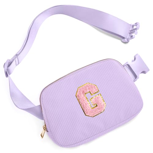 Image of Gitus Girls Birthday Gifts for 10-16 Year Olds - Initial Fanny Pack Belt Bag Crossbody Bag - Trendy Personalized Preppy Stuff (Lavender-G)