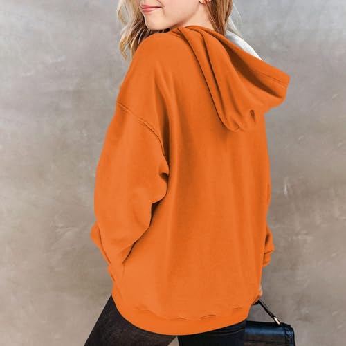 Hoodies for Teen Girls Cute Oversized Long Sleeve Hooded Sweatshirt Solid Color Teen Girls Pullover Tops 2-14 Years2