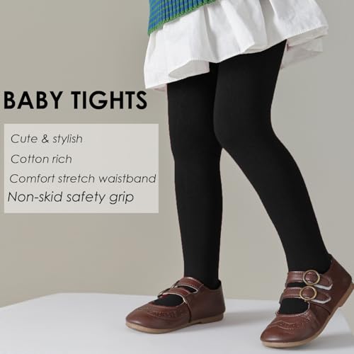 Image of EPEIUS Baby Tights Baby Girls Non-Slip Plain /Ribbed Leggings Seamless Cotton Stockings Pantyhose Newborn Infant Toddler