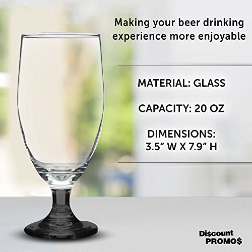 Discount Promos Large Water Goblet Glasses By Toscana, 20 Oz Set Of 10, Iced Tea Stemmed Footed Glass Glassware, Black #TOP3