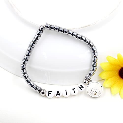 Faith Bracelet Gear-Shaped White Hematite Bangle Mustard Seed Charm Religious Jewelry Inspirational Gifts Y2150 White Round Mountain Y2150White-Shancardbox 0 #TOP6