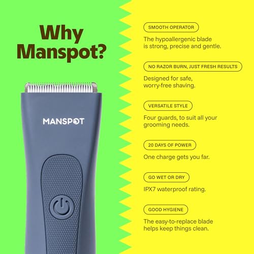 Image of MANSPOT Electric Groin Hair Trimmer Hair Finishing Trimmers, Men's Shaving & Grooming Sets Kit with 4 Guards and Replaceable Ceramic Blade Heads,Waterproof Wet /Dry Trimmer,90 Minutes Shaving Tools