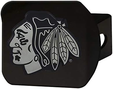 FANMATS NHL - Chicago Blackhawks Black Metal Hitch Cover, 3.4"x4"