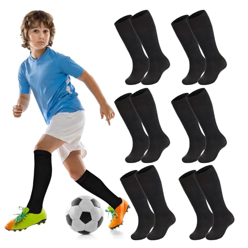 Zando 6 Pairs Youth Soccer Socks Baseball Socks Boys Girls Knee High Socks School Uniform Socks Outdoor Long Tube Socks