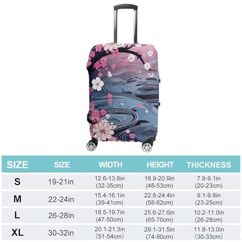 Travel Luggage Cover Elastic Suitcase Protector Anti-Scratch Washable Flower Japanese Style Luggage Sleeve Tsa Approved Carry on Covers Baggage Cover Fits 18-32 Inch Luggages2