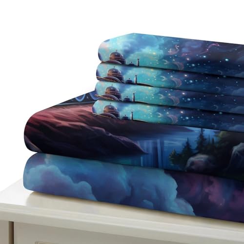 Parure de lit double 200x200 avec housse de couette imprimé 3D en microfibre zippée