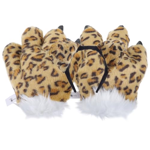 Chauds hiver peluche motif patte de léopard accessoire mignon avec bandeau confortable