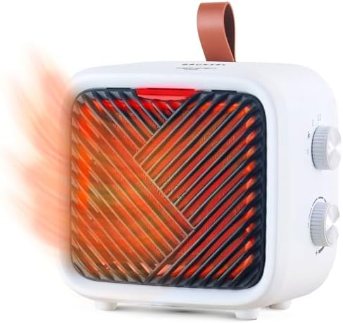 GRUNKEL - Calefactor Cerámico CF-1500CM de 1500W con Calentamiento instantáneo PTC Cerámico| 2 Niveles de Potencia | Termostato Ajustable | Protección Antivuelco y Sobrecalentamiento