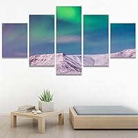 SIGNWIN 5 Panel Canvas Wall Art Astronomy & Space Contemporary Cosmic Dramatic Green Group Photography Realism Ultra for Home Decorations Ready to Hang - 60